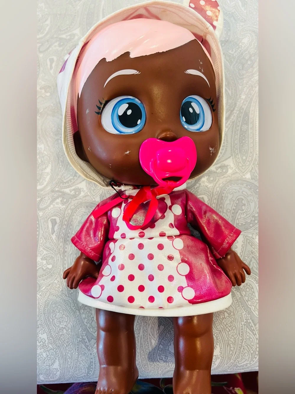 Pink Polka-Dot Baby Doll with Pacifier
